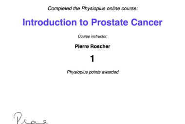 Physiopedia Plus Certificate of Completion in Introduction to Prostate Cancer awarded to Trent Renshaw.