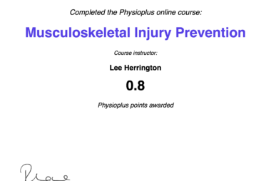 Physiopedia Plus Certificate of Completion in Musculoskeletal Injury Prevention awarded to Trent Renshaw.