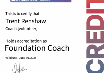 AusTriathlon Foundation Coach accreditation certificate for 2024–2025 awarded to Trent Renshaw.